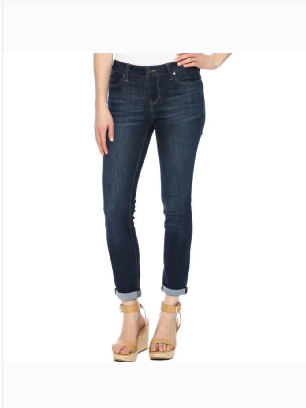 Liverpool Crop Cuffed Ankle Jean XM2150A4 Doheney Dark Size 16